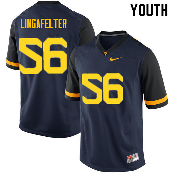 Youth #56 Grant Lingafelter West Virginia Mountaineers College Football Jerseys Sale-Navy